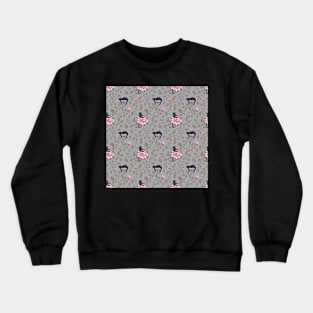 Black cats on flower matrix Crewneck Sweatshirt